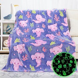 Glow in the Dark Axolotl Blanket Gifts for Girls Cute Birthday Gift